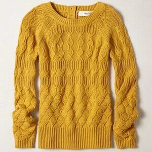 Anthropologie Sparrow Mustard Cable Knit Pullover Sweater
